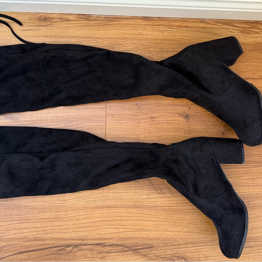 Black Suede Over-the-Knee Boots